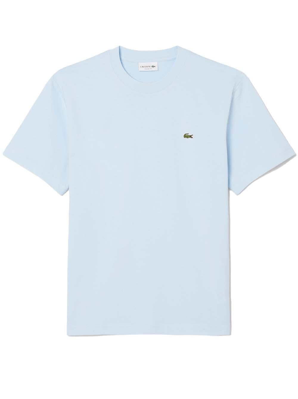 T-shirt celeste chiaro mini logo ricamo TH7318 T01 LACOSTE 