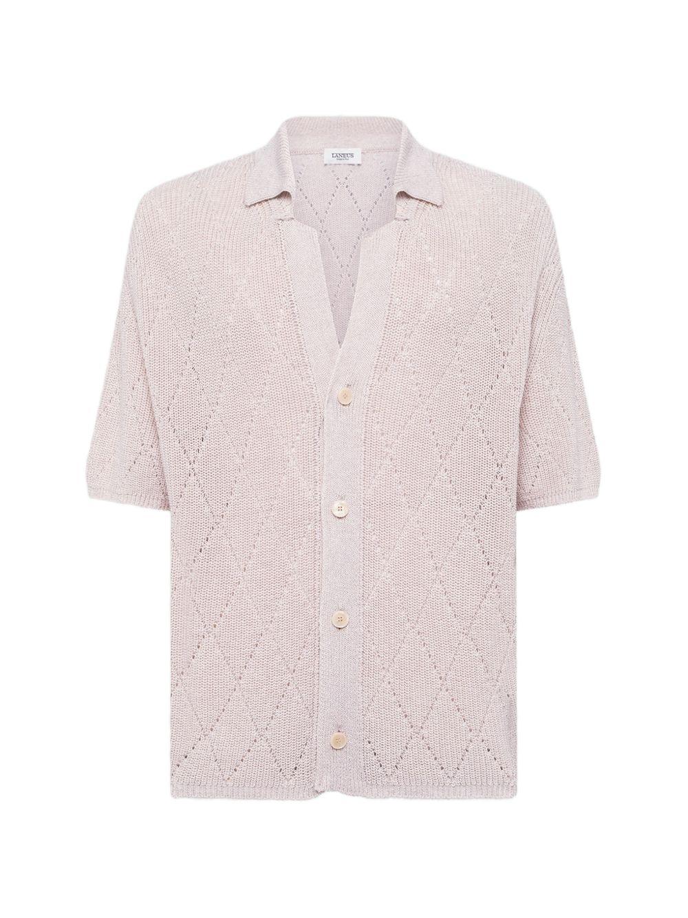 Camicia a maniche corte in maglia con lavorazione traforata S6LAMAKS105 015 LANEUS 