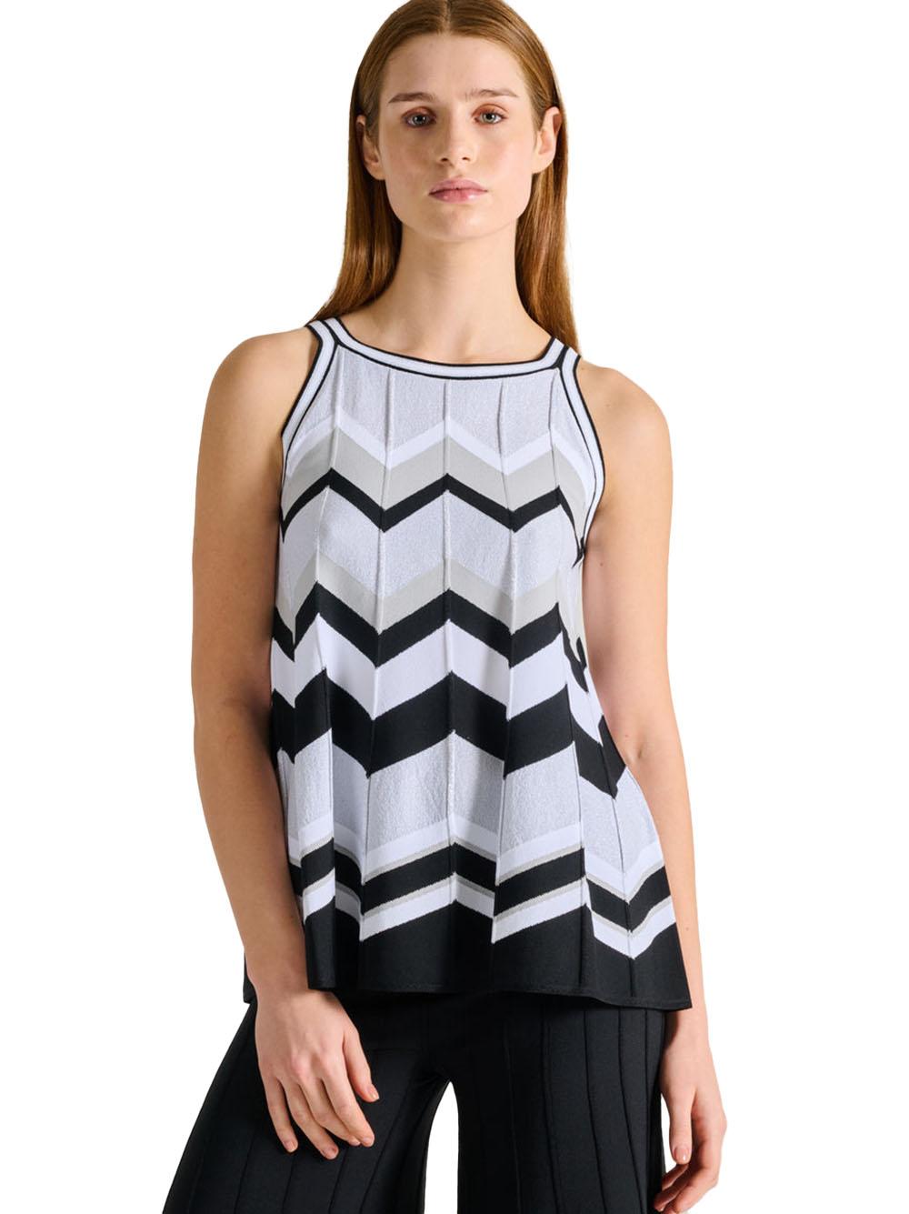 Top fantasia chevron nero/grigio