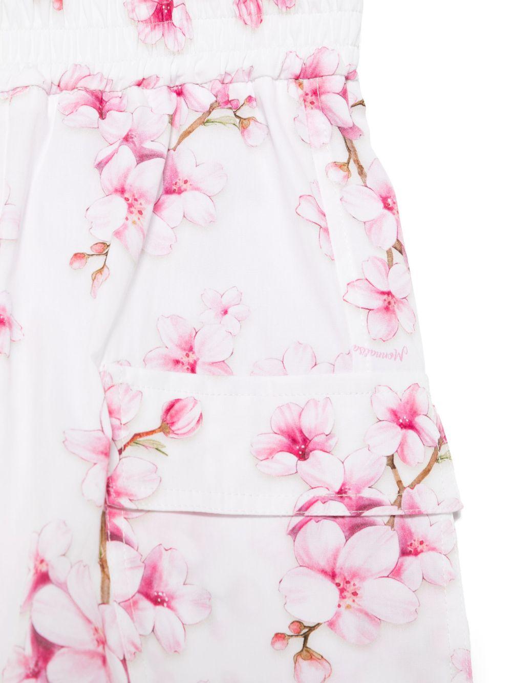 Short bianco e rosa fantasia floreale