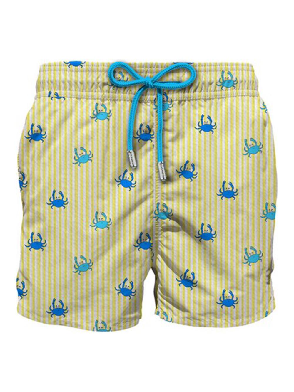 Costume giallo a righe con fantasia granchi PATM001 03542H MC2 SAINT BARTH 