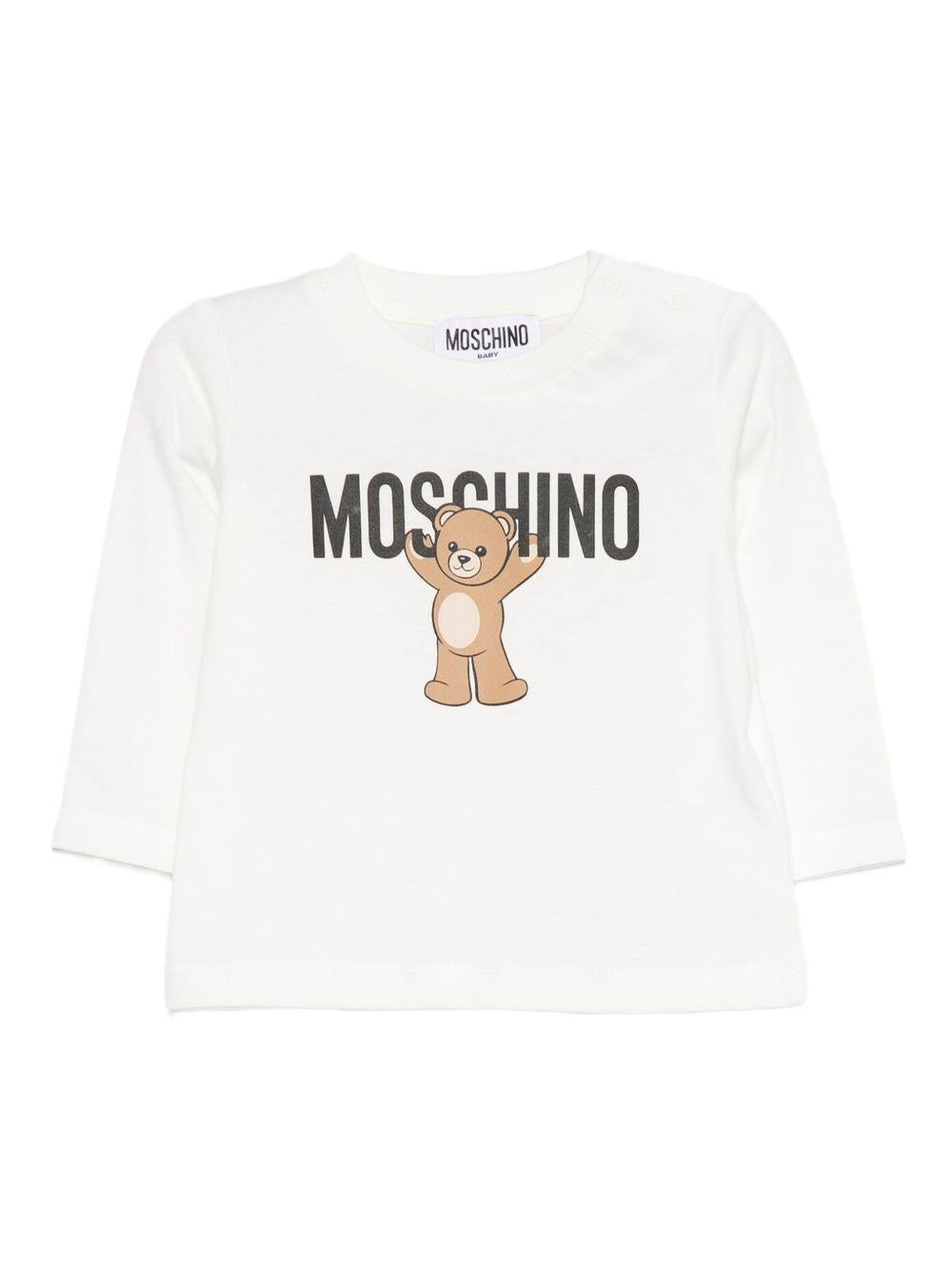 Top a Maniche Lunghe con Stampa Teddy Bear MZO00RLAA10 10063 MOSCHINO KIDS 