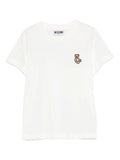 White T-shirt with Teddy Bear Embroidery