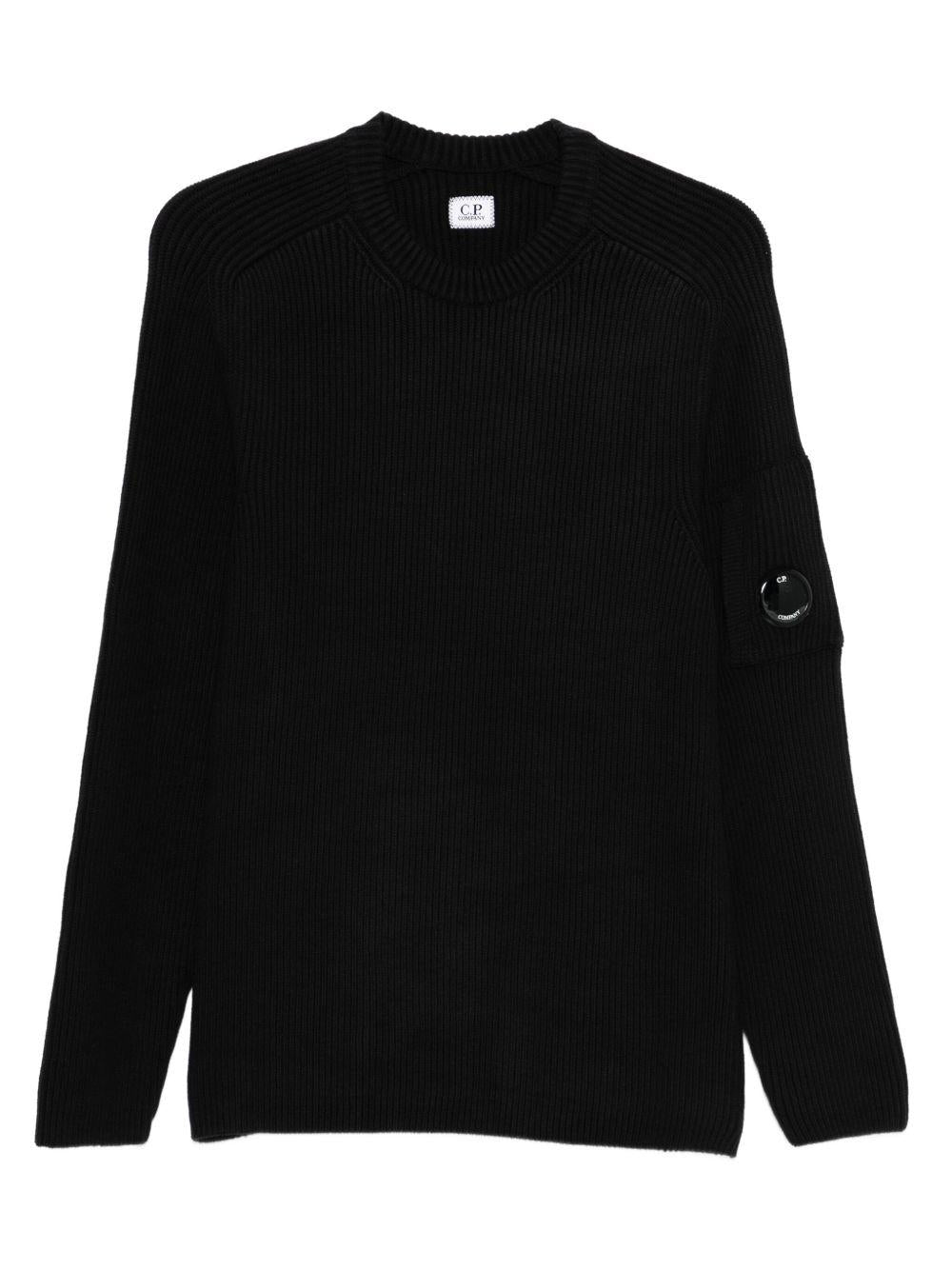 Maglione Nero in Cotone a Coste 19CMKN015A006608A 999 CP COMPANY 