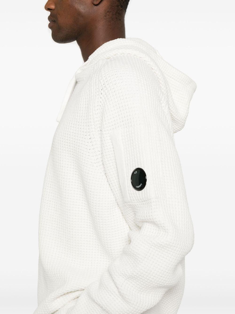 Maglione con cappuccio nido d'ape bianco