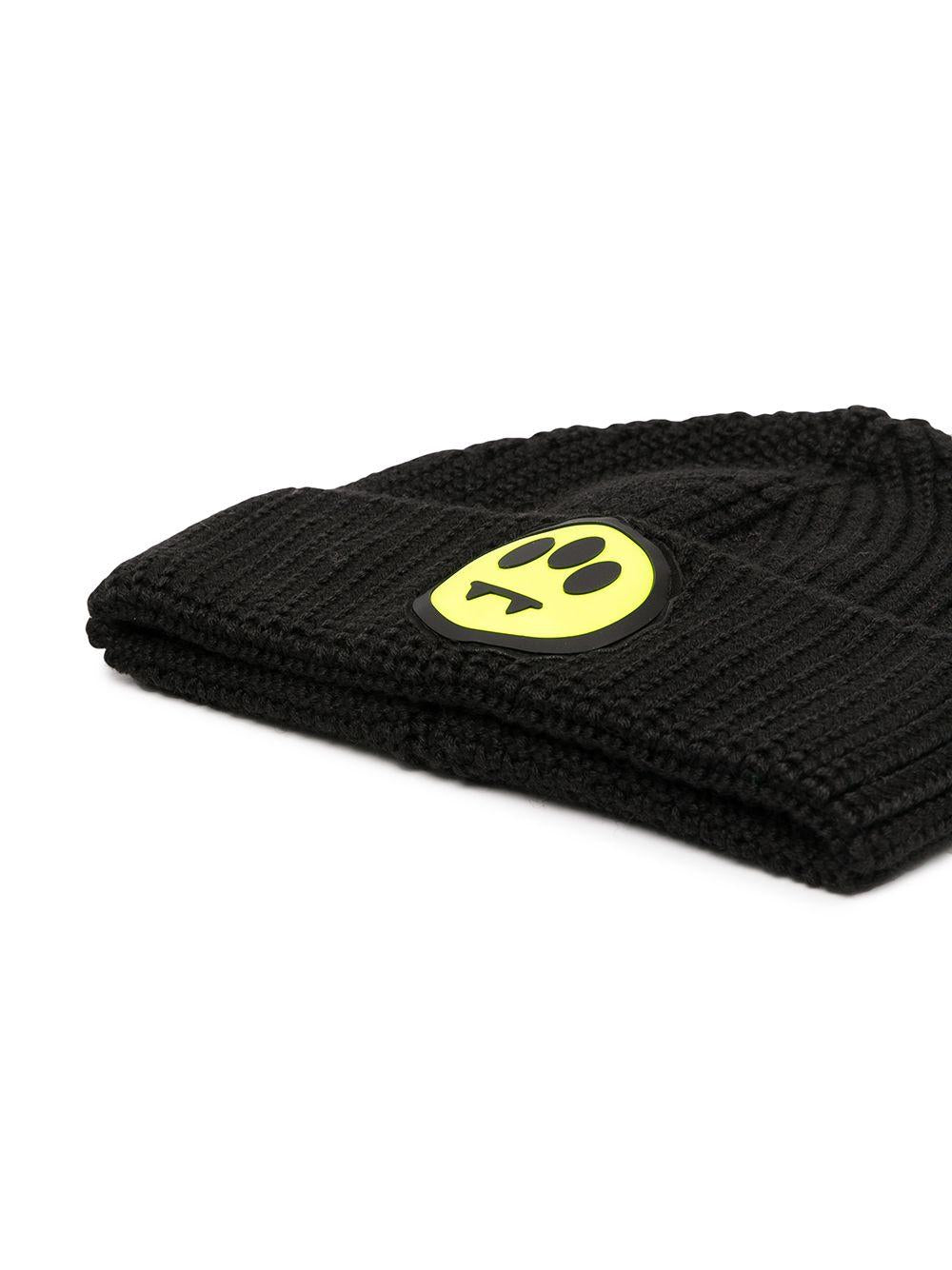 Cappello uomo lana nero con logo grande