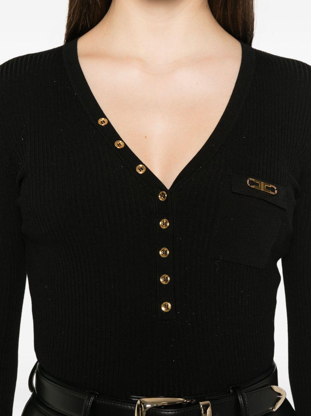 Top a Maniche Lunghe con Bottoni Oro MK12B56E2 110 ELISABETTA FRANCHI 
