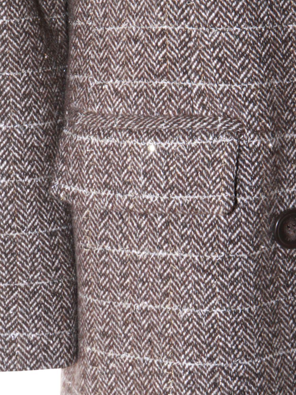 Cappotto doppiopetto marrone oro a fantasia a scacchi 252TT2041 12893 TWINSET 