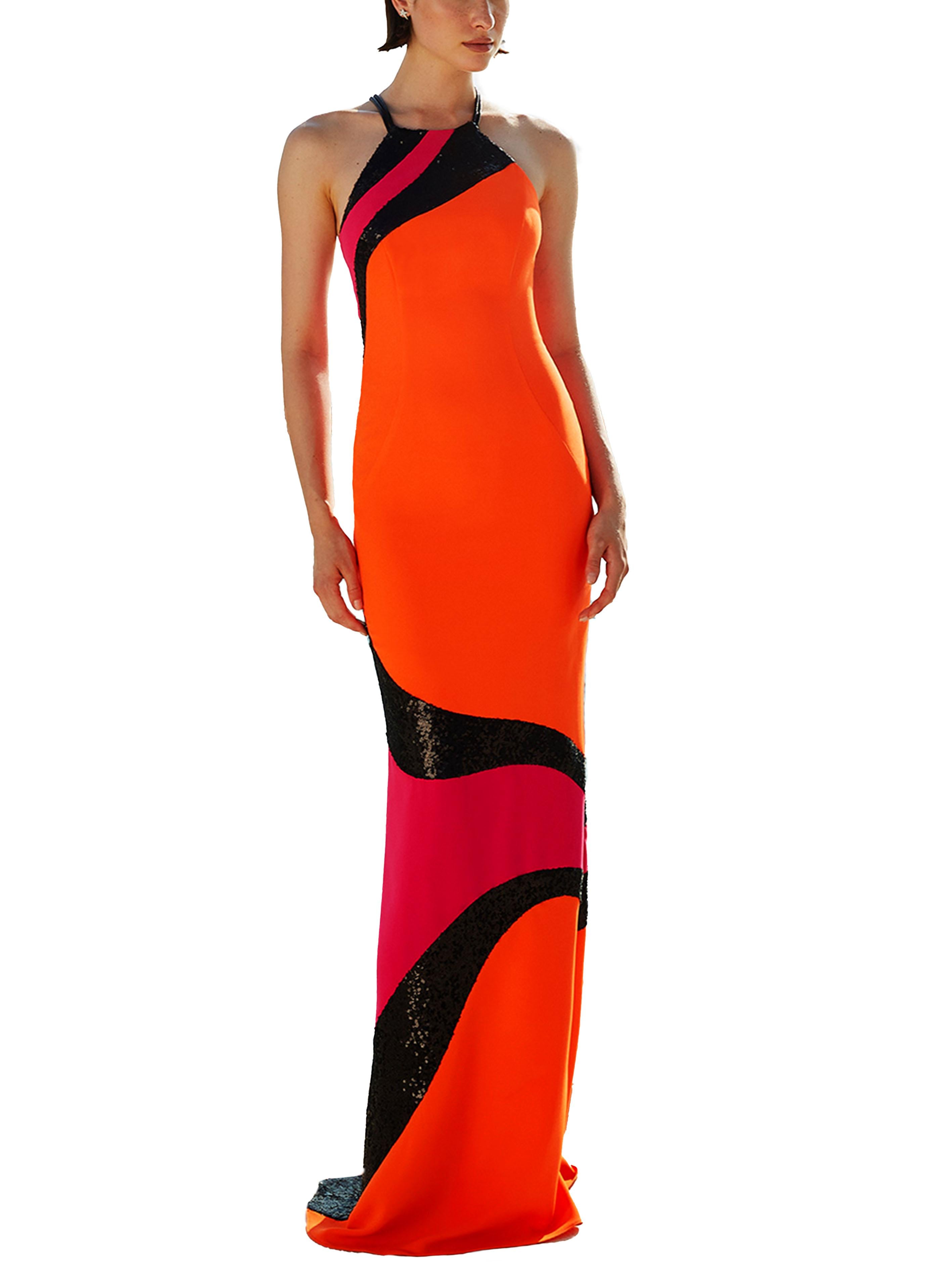 Abito lungo arancione/ fucsia <BR/> 5000 MULTICOLOR MAESTRI 