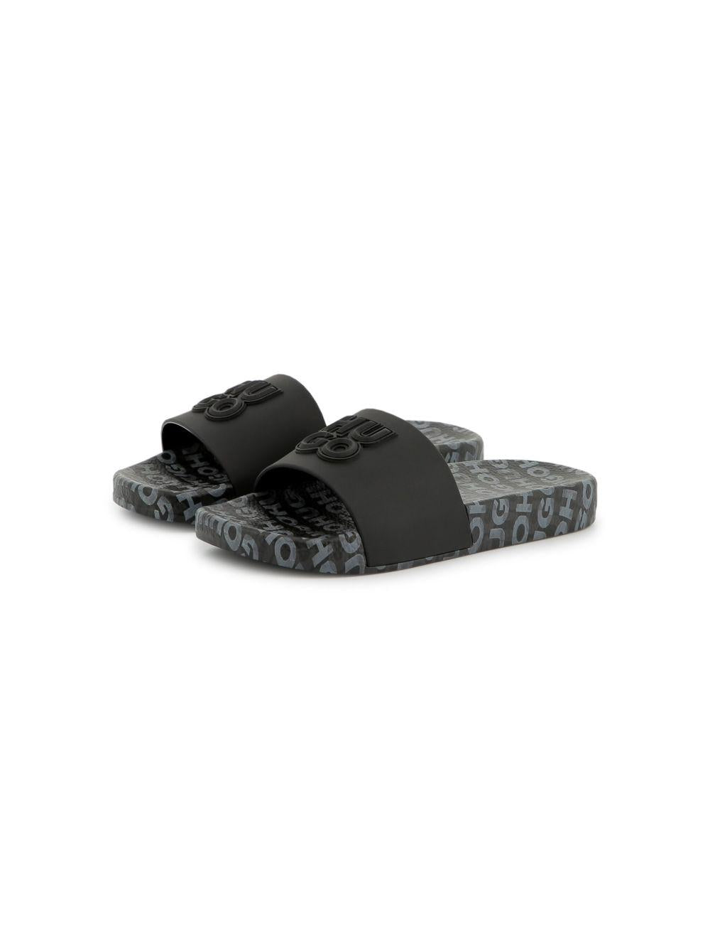 Ciabatta nera logo gommato G00298 09B HUGO KIDS 