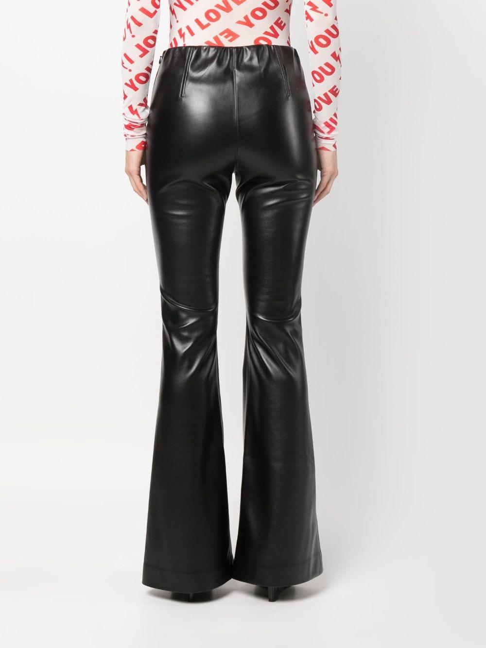 Pantalone nero zampa tessuto spalmato
