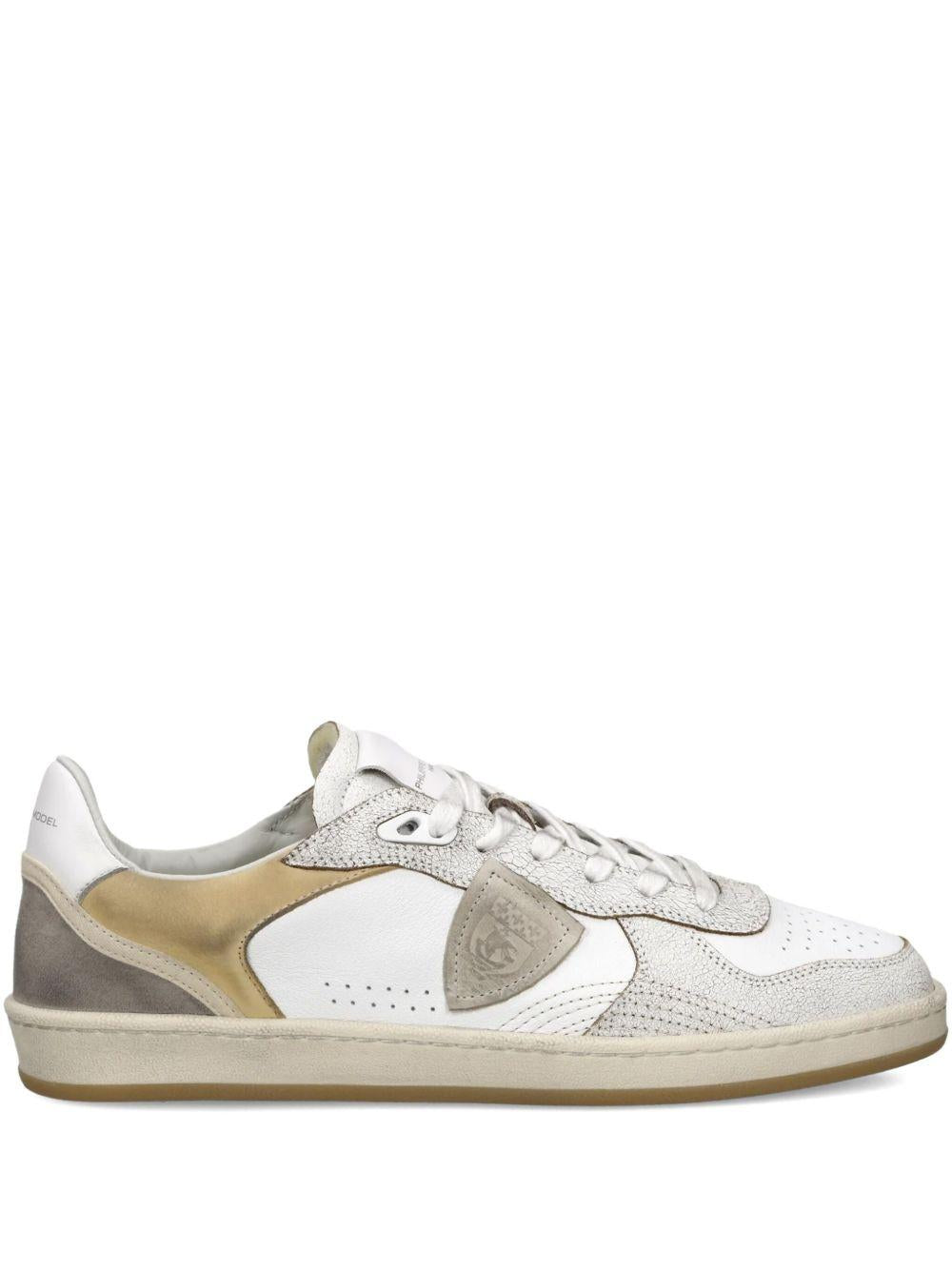 Scarpe da Ginnastica con Pannelli in Pelle Bianco PGLUVC01 BIANCOBEIGE PHILIPPE MODEL 