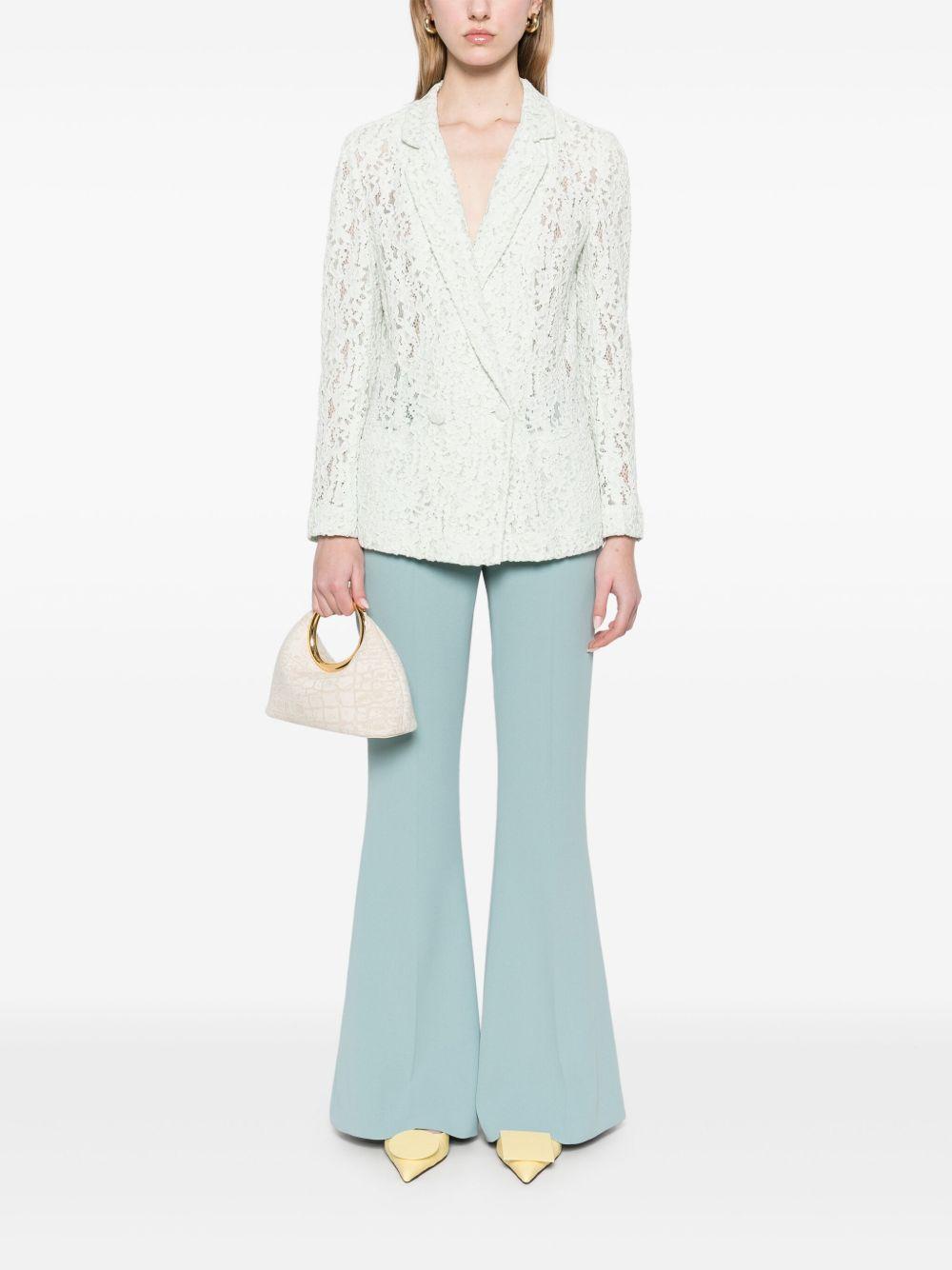 Giacca blazer in pizzo floreale verde acqua