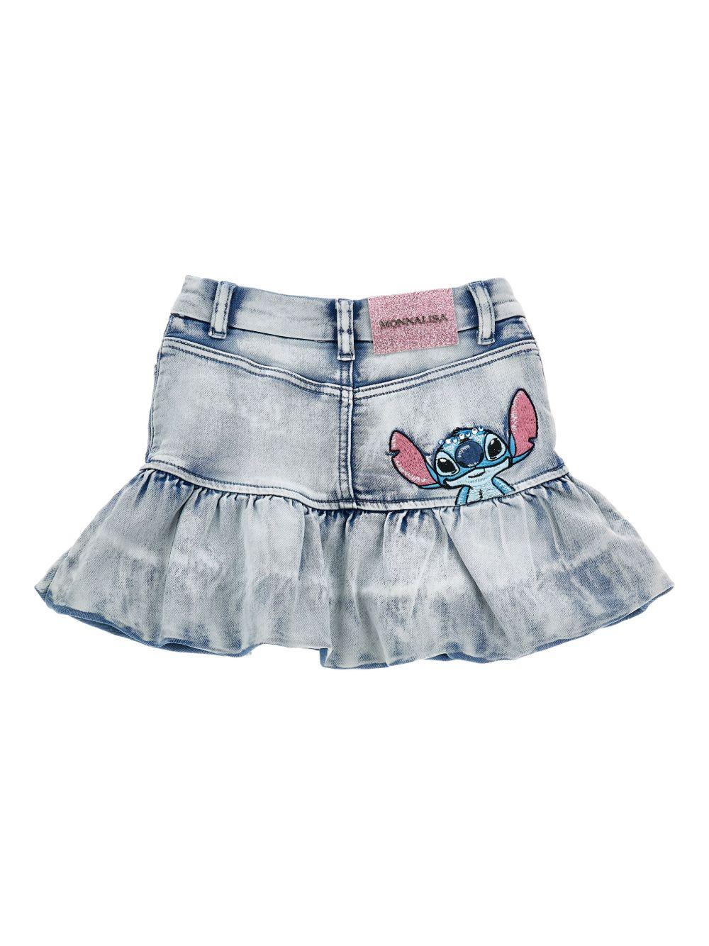 Gonna Denim Azzurra con Ruches eTasche 19F7026042 0062 MONNALISA KIDS 