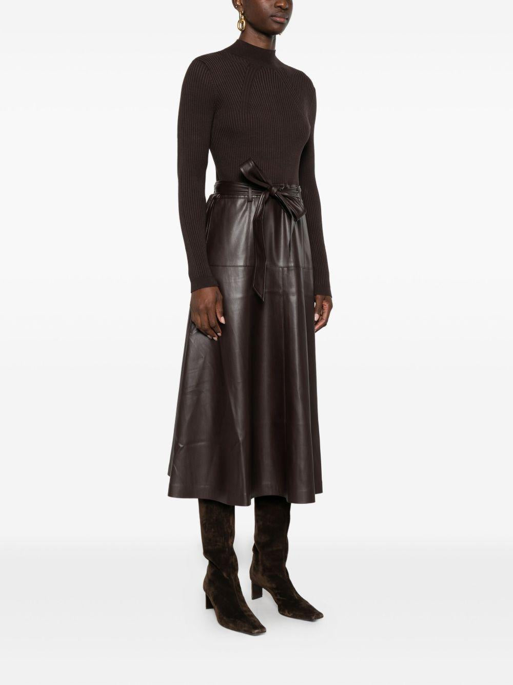 Abito cioccolato con cintura e maniche lunghe 252TT3560 11054 TWINSET 