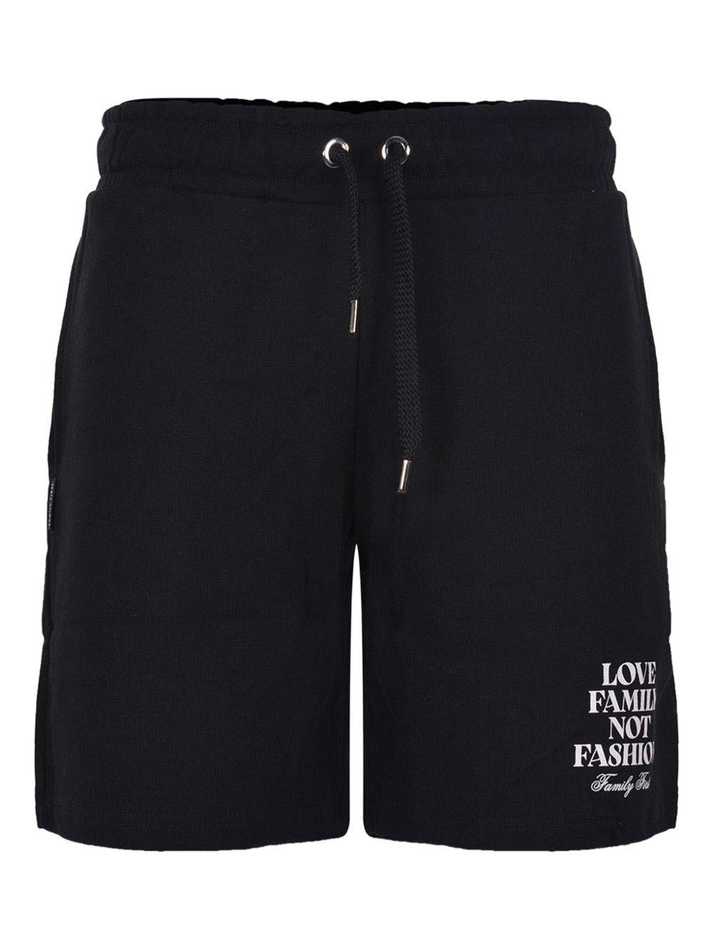 Bermuda nero slogan frontale JOSS2502 BK FAMILY FIRST MILANO 