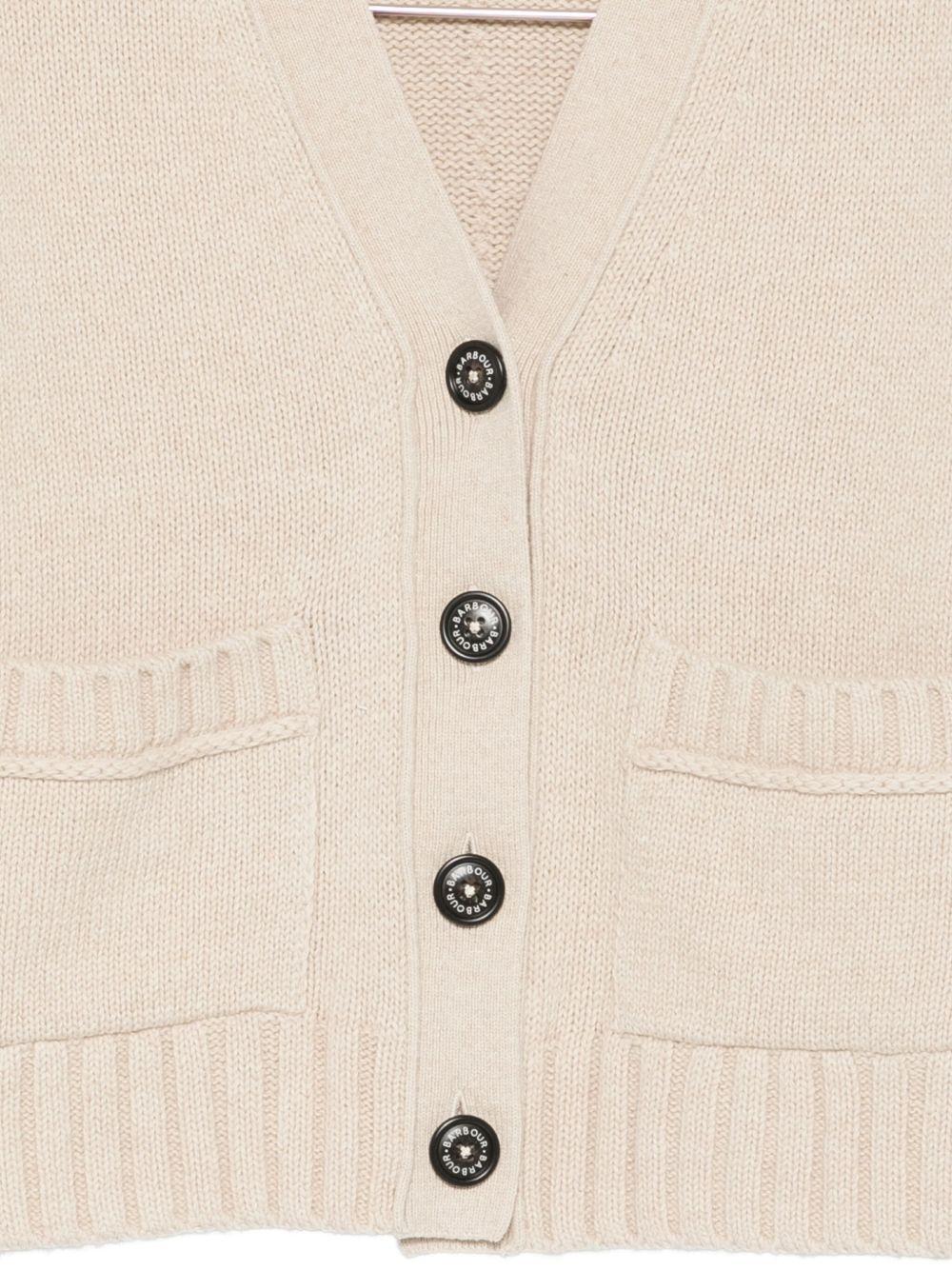Cardigan Beige con Bottoni e Scollo a V LKN1681 ST53 BARBOUR 