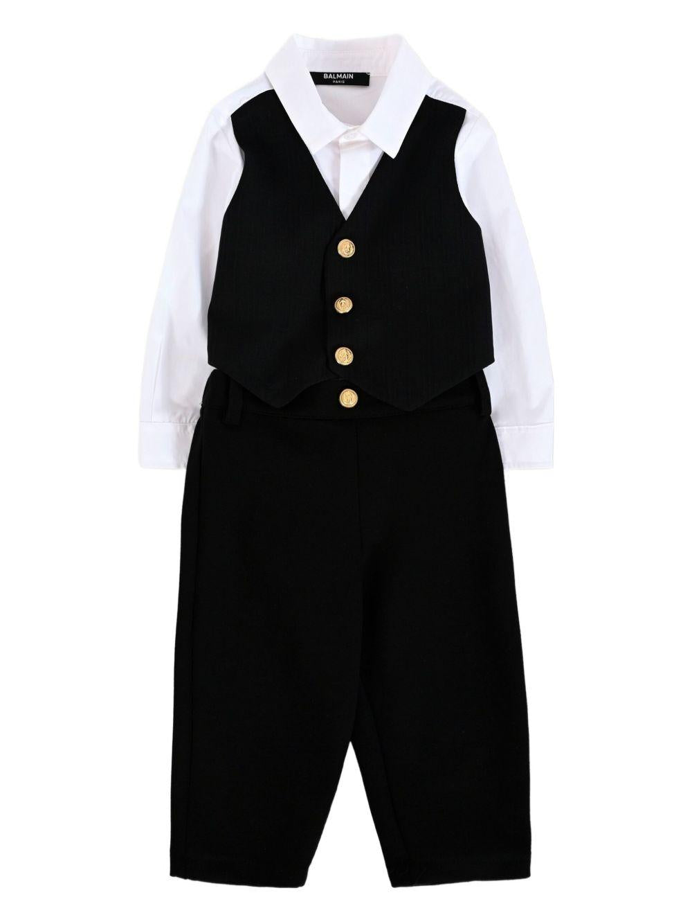 Completo Elegante per Neonato in Viscosa Elasticizzata BXA51AJ0371 930BC BALMAIN KIDS 