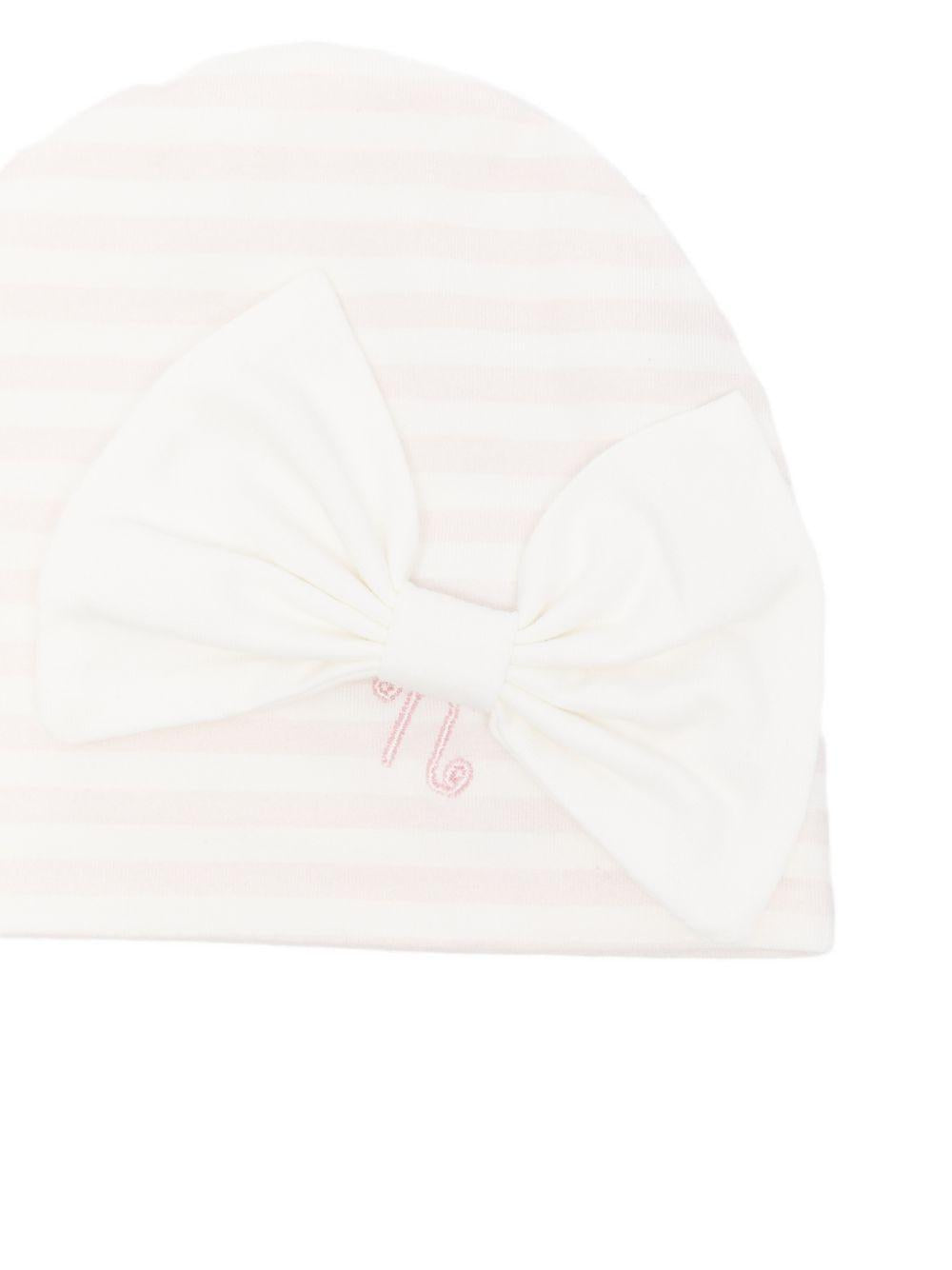 Cappello in cotone a righe con fiocco E26405 ROSA NANAN KIDS 