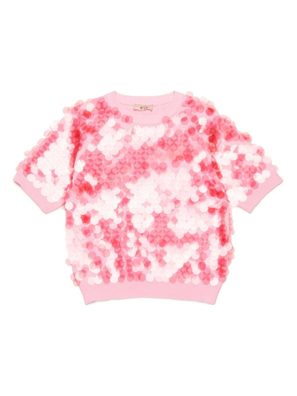 T-shirt rosa  paillettes all-over