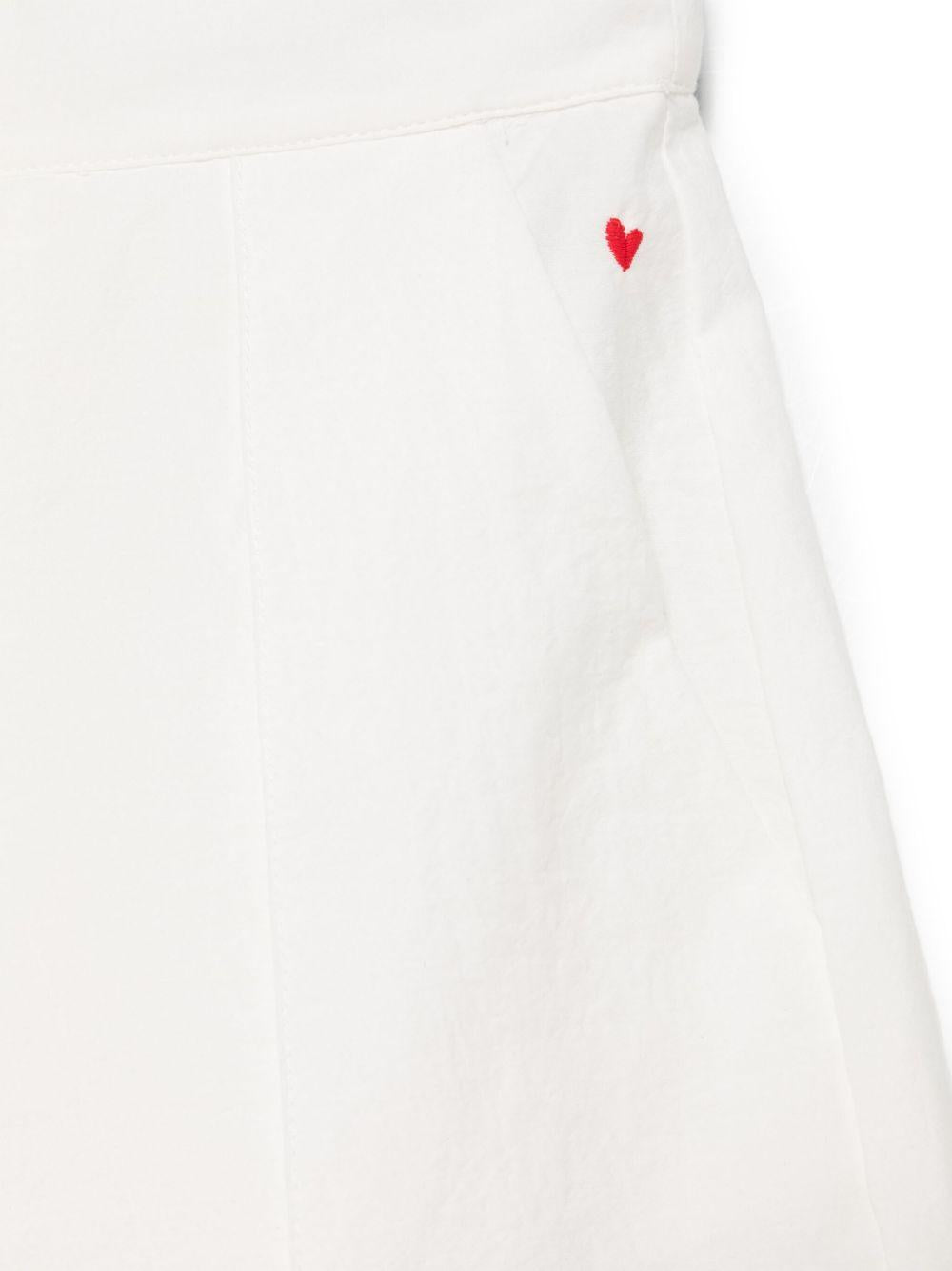 Pantalone avorio mini logo ricamo