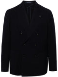 Blazer doppiopetto blu costruzione bouclé lana