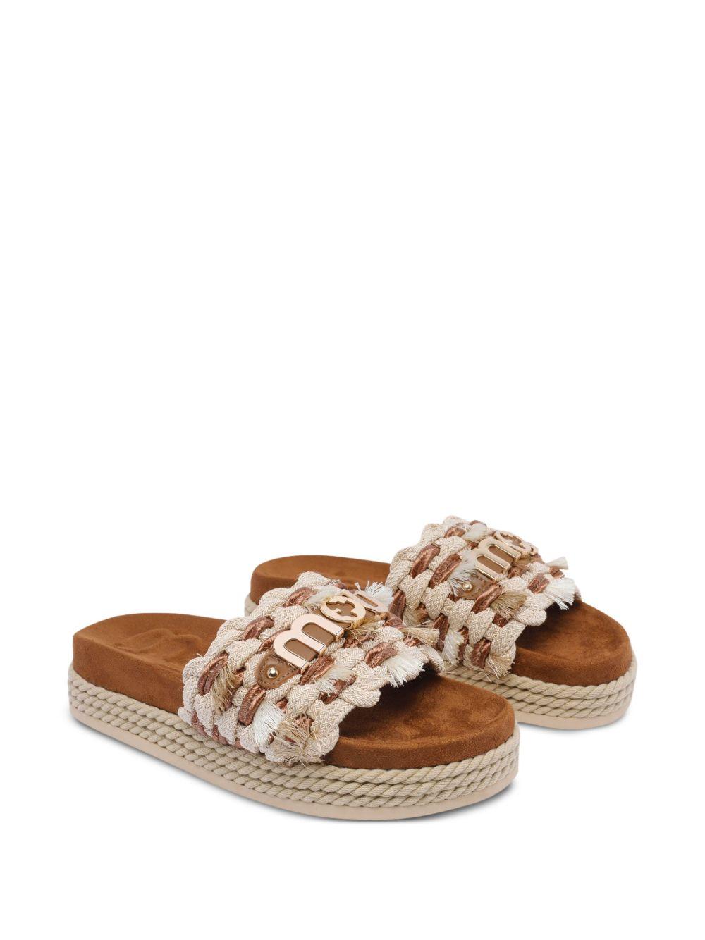 Monoband rope sandal fringes beige
