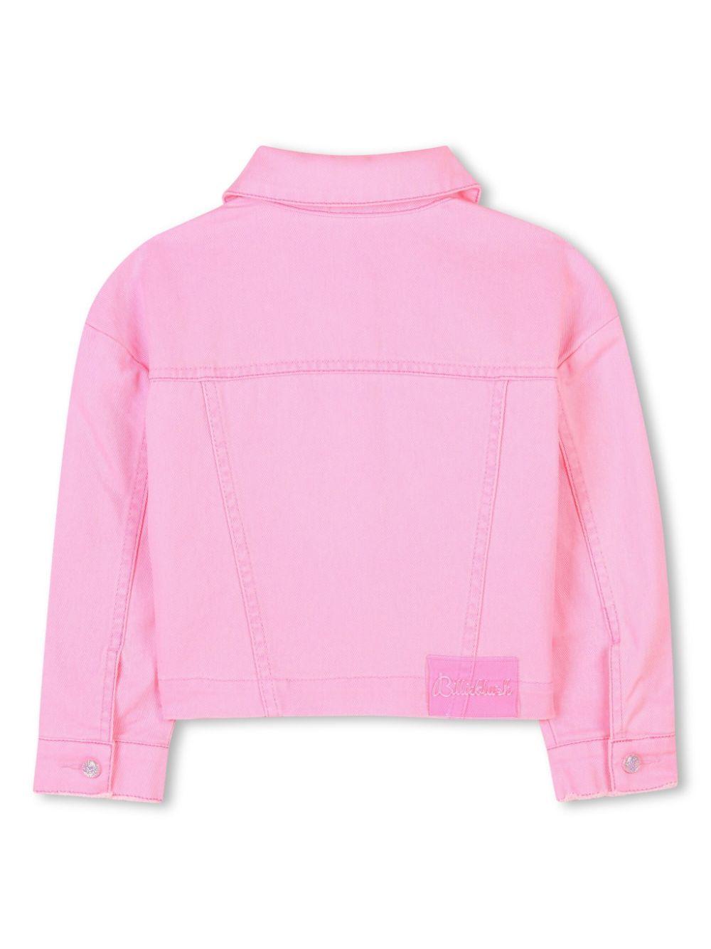 Giubbino rosa denim con paillettes