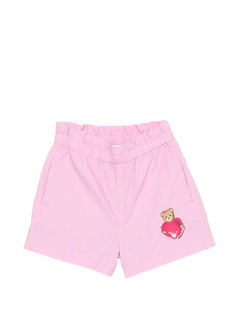 Shorts rosa con orsacchiotto MDQ00FLLA10 51473 MOSCHINO KIDS 
