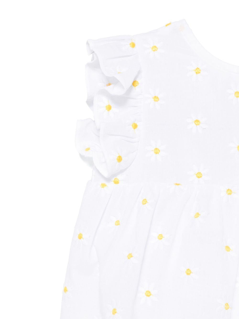 Pagliaccetto bianco con margherite all-over