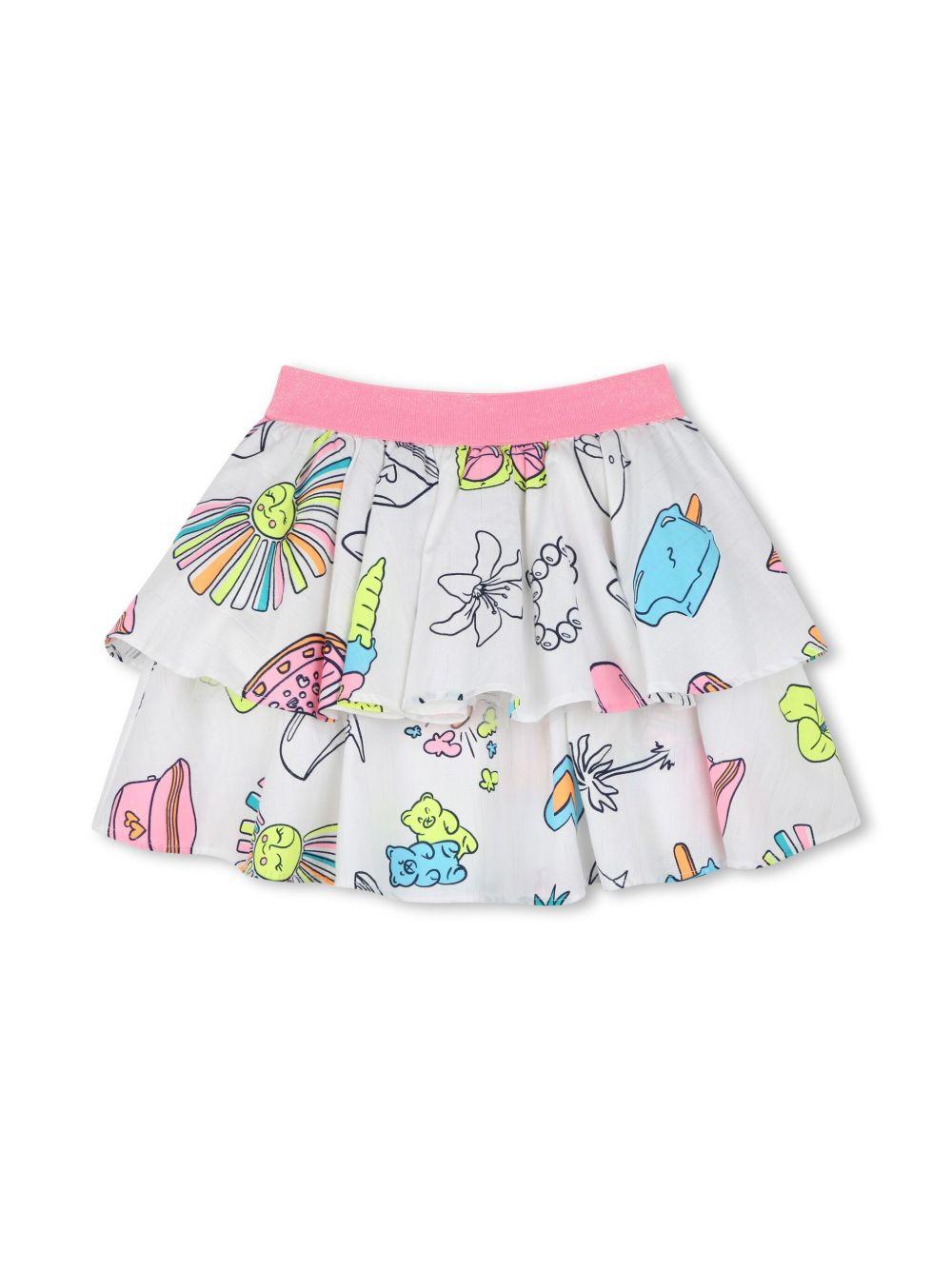 Gonna con calze e stampa multicolor