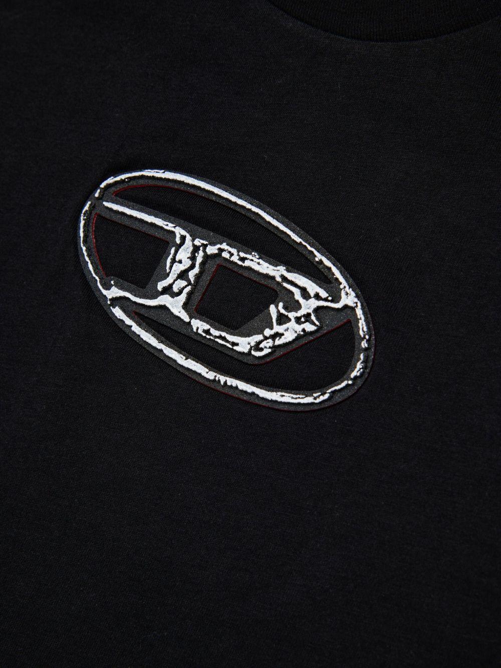 T-shirt a Maniche Corte con Logo Oval D J02471KYAUN K900 DIESEL KIDS 