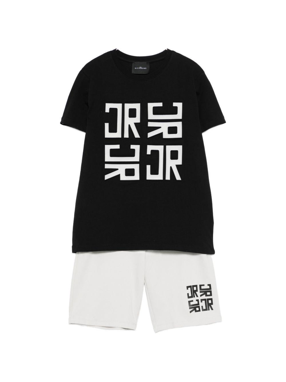 Completo t-shirt e shorts in cotone RBP26007CJ BLACK JOHN RICHMOND KIDS 