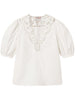 Blusa neve scollo in pizzo san gallo