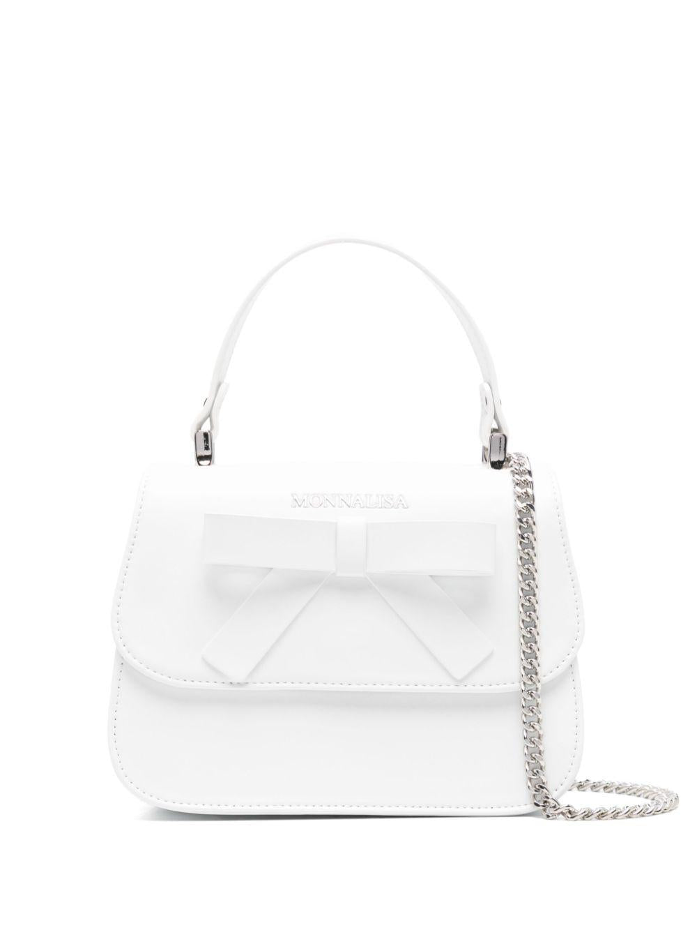 Borsa bianca satin con fiocco