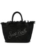 Borsa vanity nera in tela con logo strass