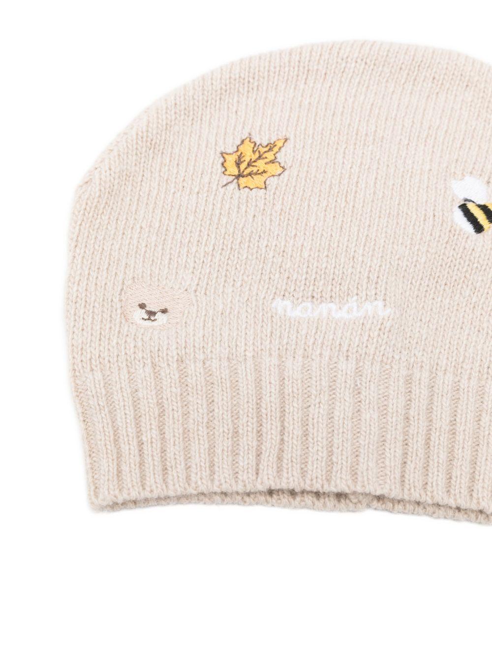 Berretto beige con ricamo I25014PC BEIGE NANAN KIDS 