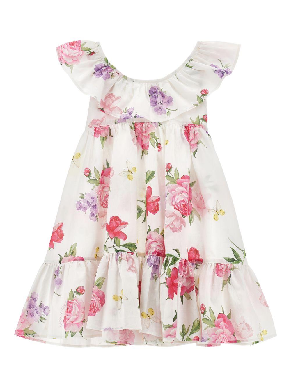 Abito a balze con stampa floreale 19G9027045 0099 MONNALISA KIDS 