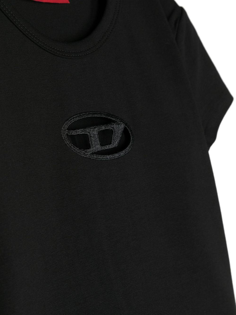 T-shirt nera Oval-D tono su tono