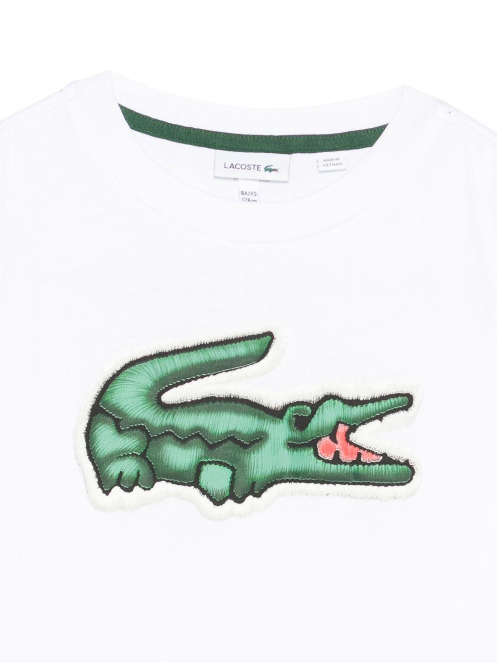 T-shirt in cotone con patch logo 947072 W8L LACOSTE KIDS 