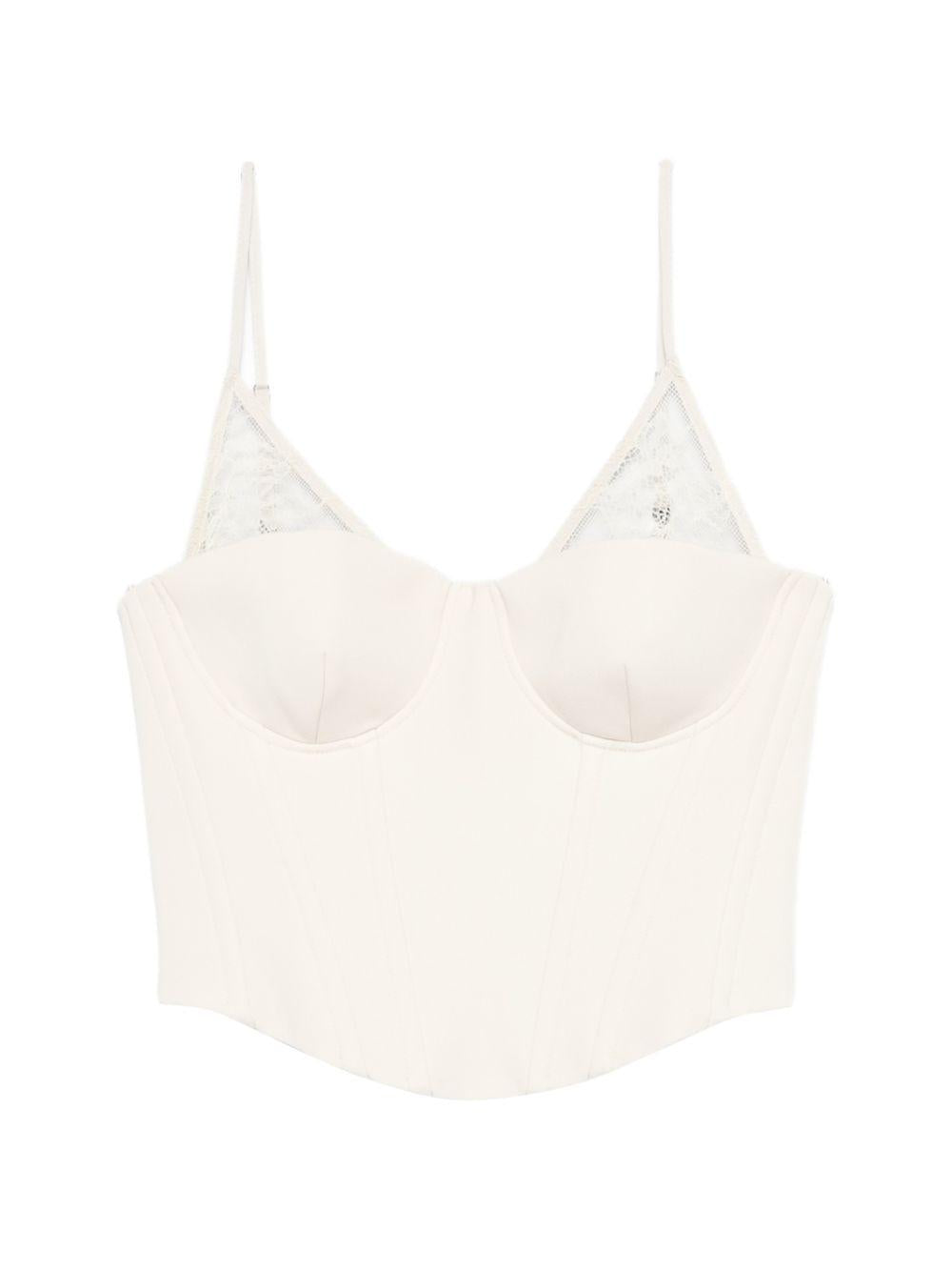 Top bustier in poliestere avorio con dettagli pizzo 8C0830A6F5 W409 PATRIZIA PEPE 