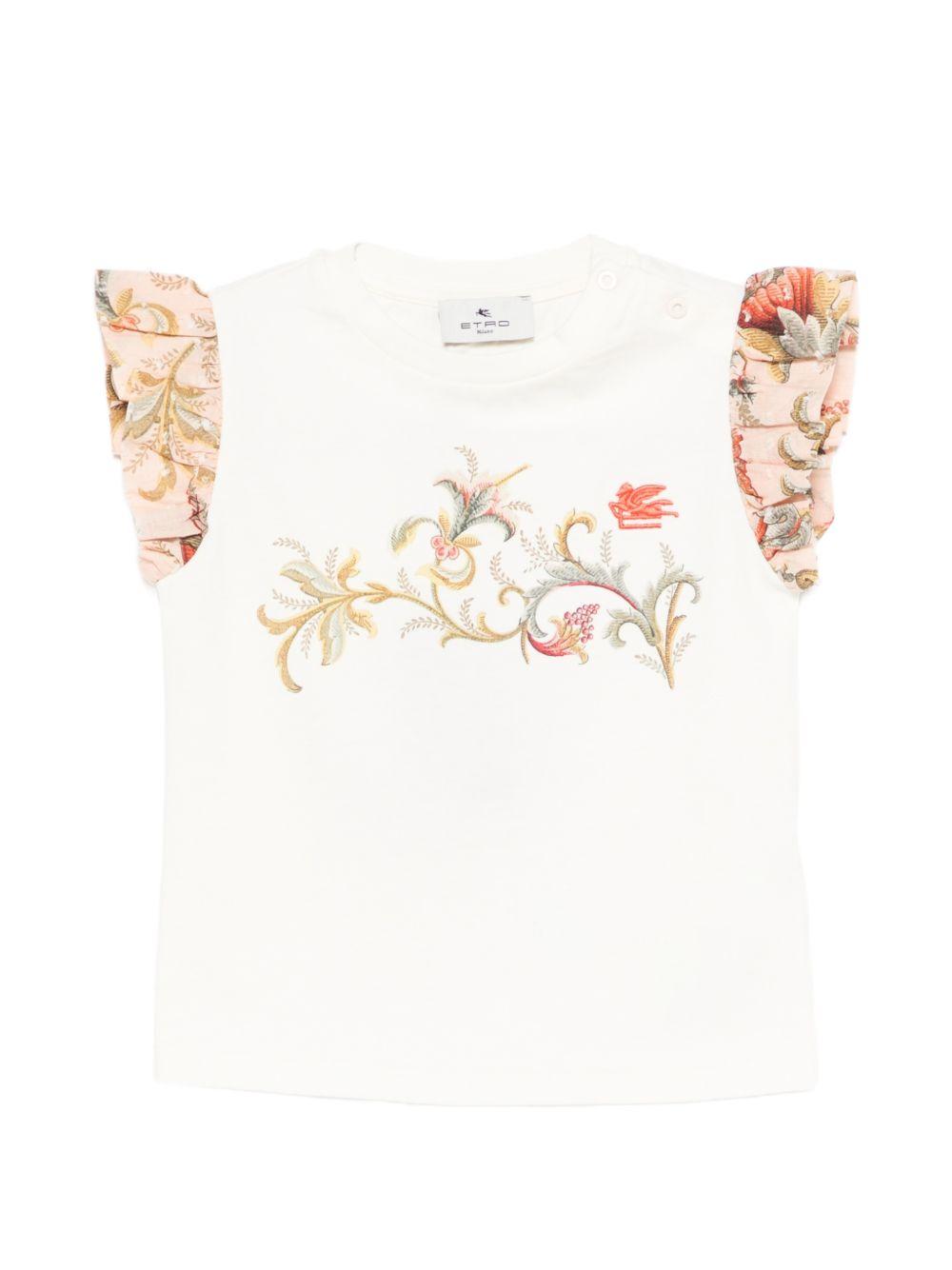T-shirt in cotone con maniche a volant GY8031Z3672 105 ETRO KIDS 