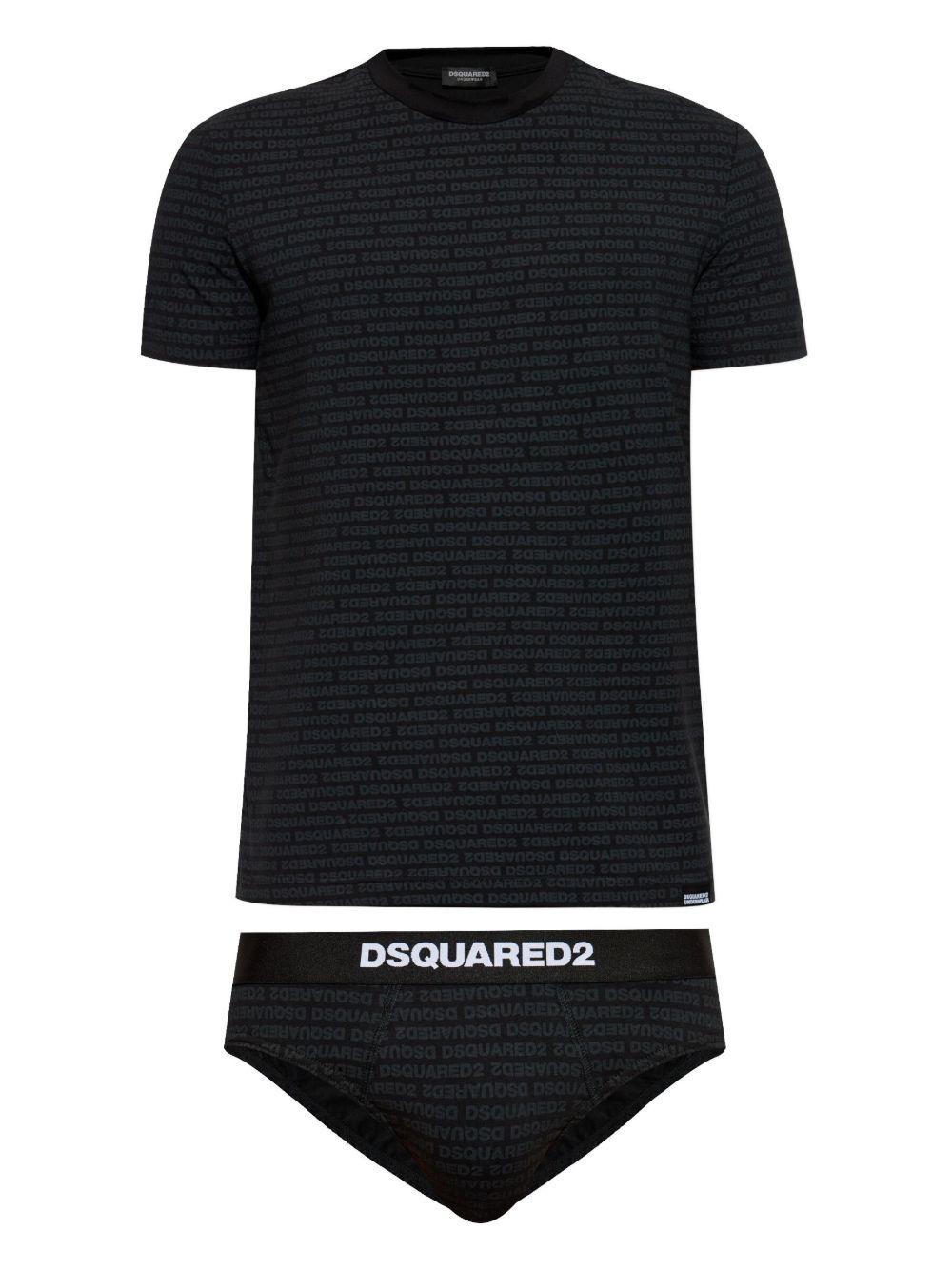 Set nero logo all-over (2pz) D9H135510 001 DSQUARED 