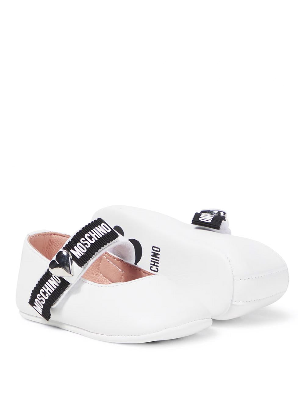 Ballerina bianca strappo logato neonata 80388 01 MOSCHINO KIDS 