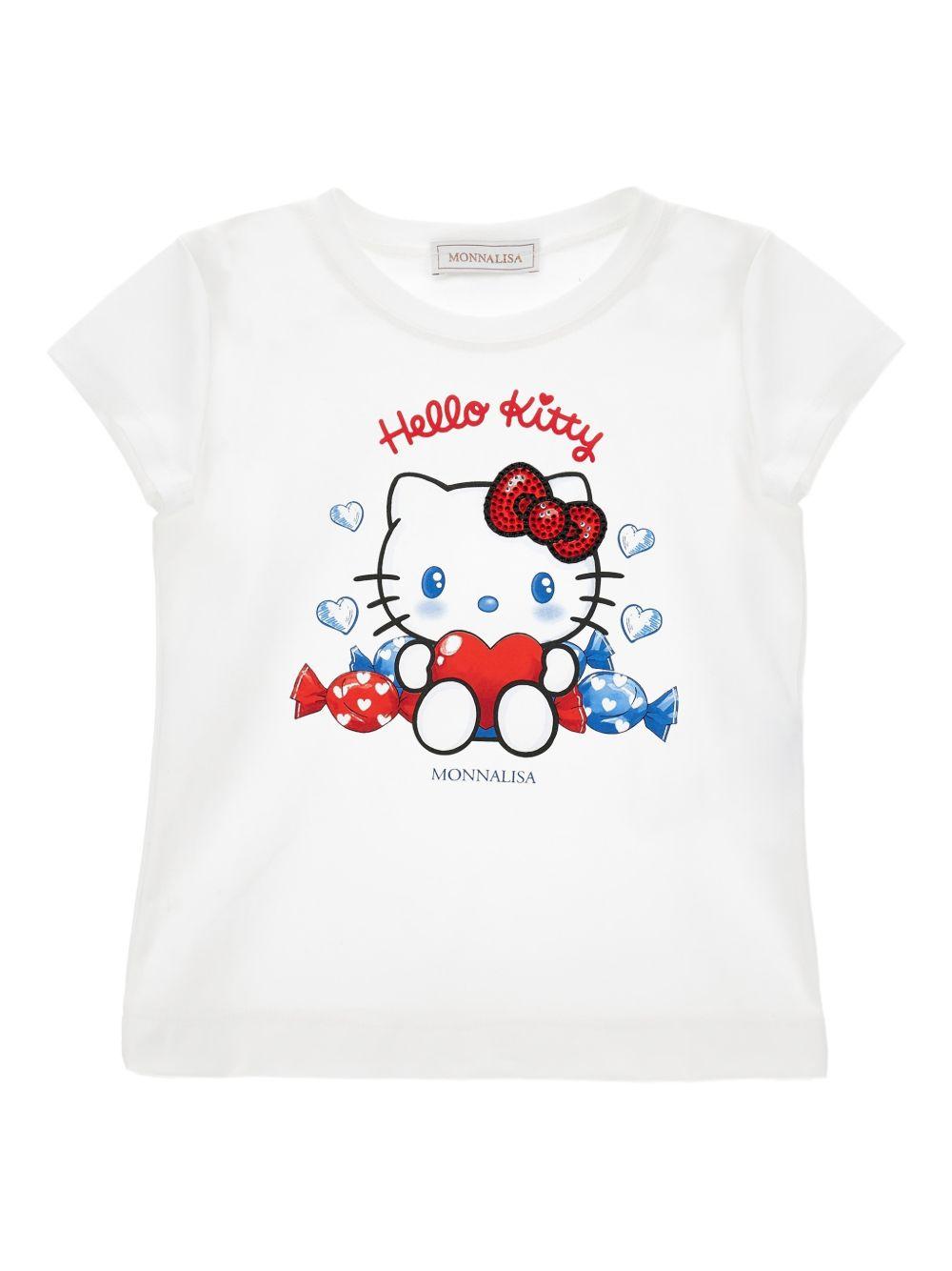T-shirt con stampa Hello Kitty 11G6187201 0099 MONNALISA KIDS 