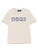 T-shirt beige logo dsqu2 a quadretti