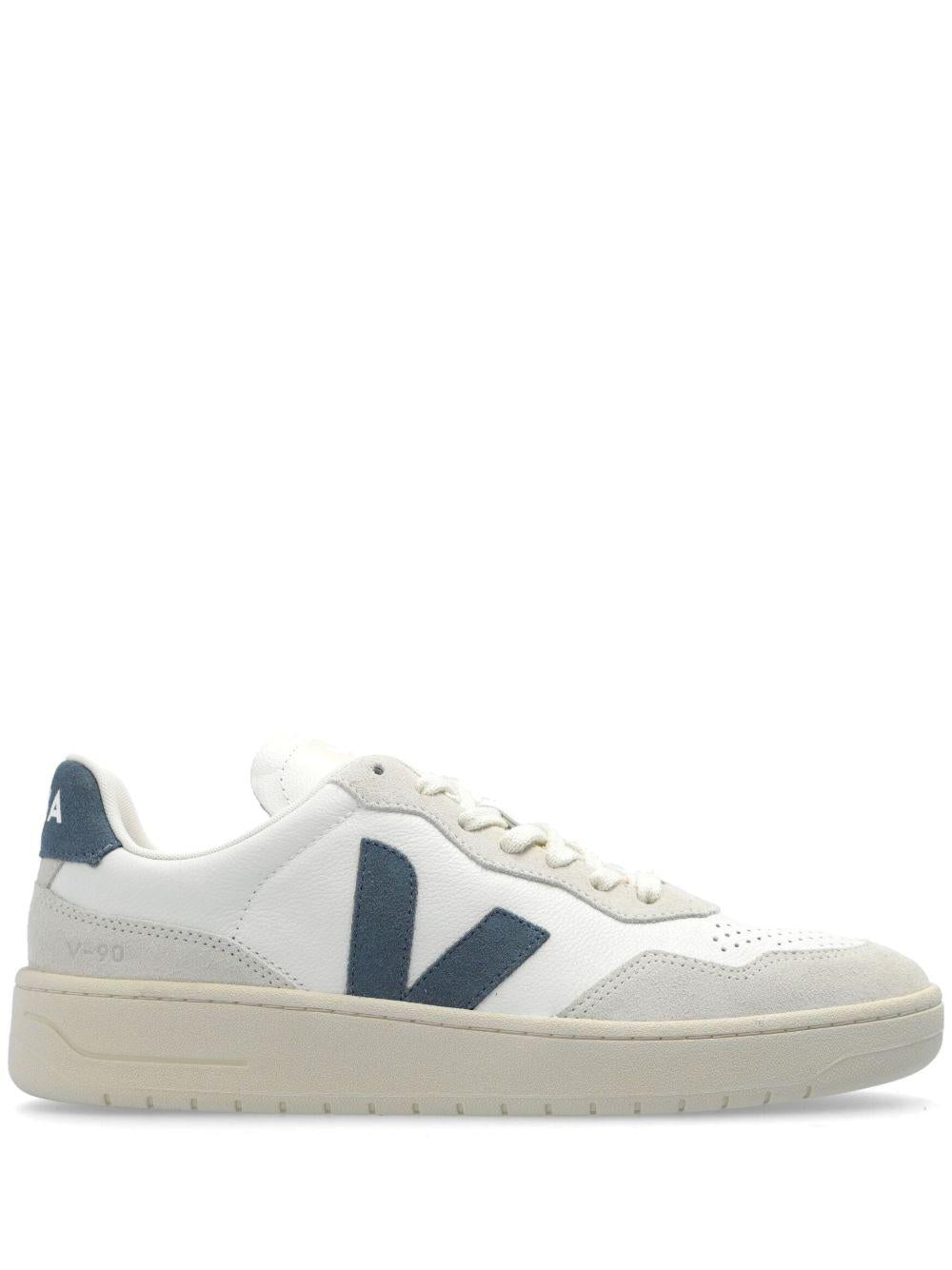 Sneakers in Pelle con Dettagli Scamosciati VD2003845 BIANCOAZZURRO VEJA 