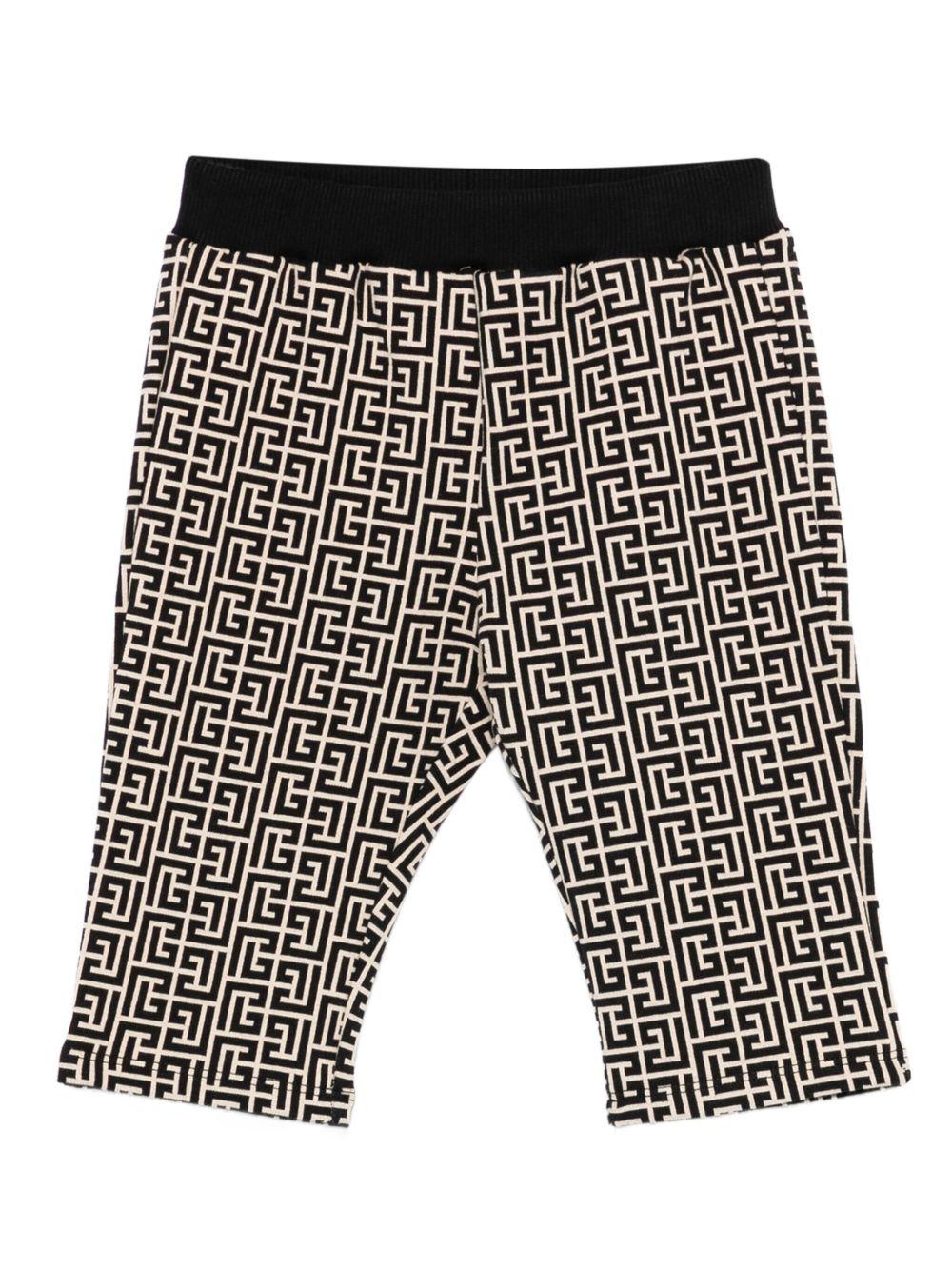 Pantaloni Beige con Monogramma e Vita Elasticizzata BX6510Z2411 106NE BALMAIN KIDS 