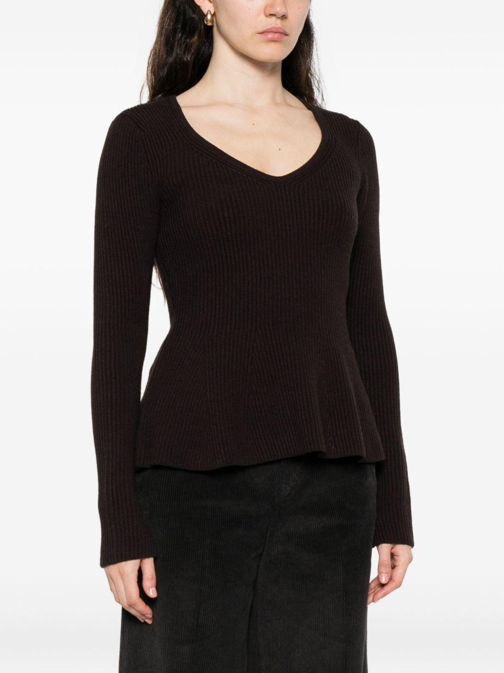 Maglione Marrone Scuro con Scollo a V 252TT3141 11054 TWINSET 