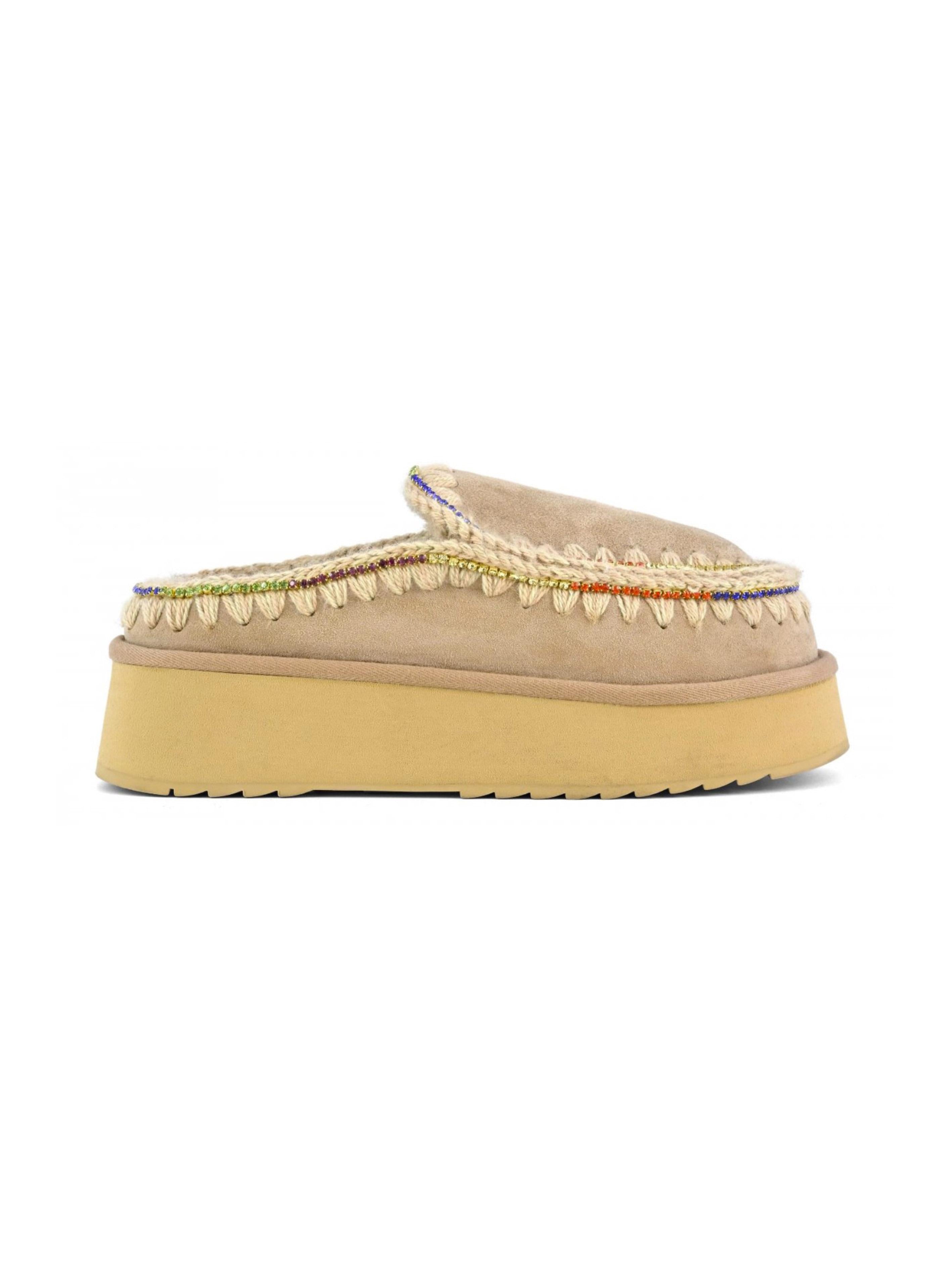 Ciabatta ekimo con strass multicolor cammello MUFW681001A CAM MOU 